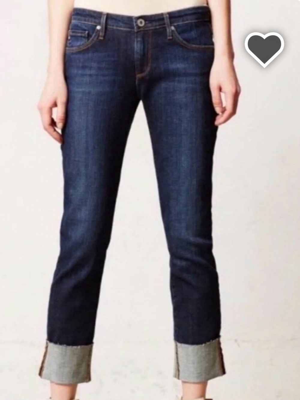 Ag Adriano Goldschmied Dark Indigo Stevie cuffed ankle Jeans 27